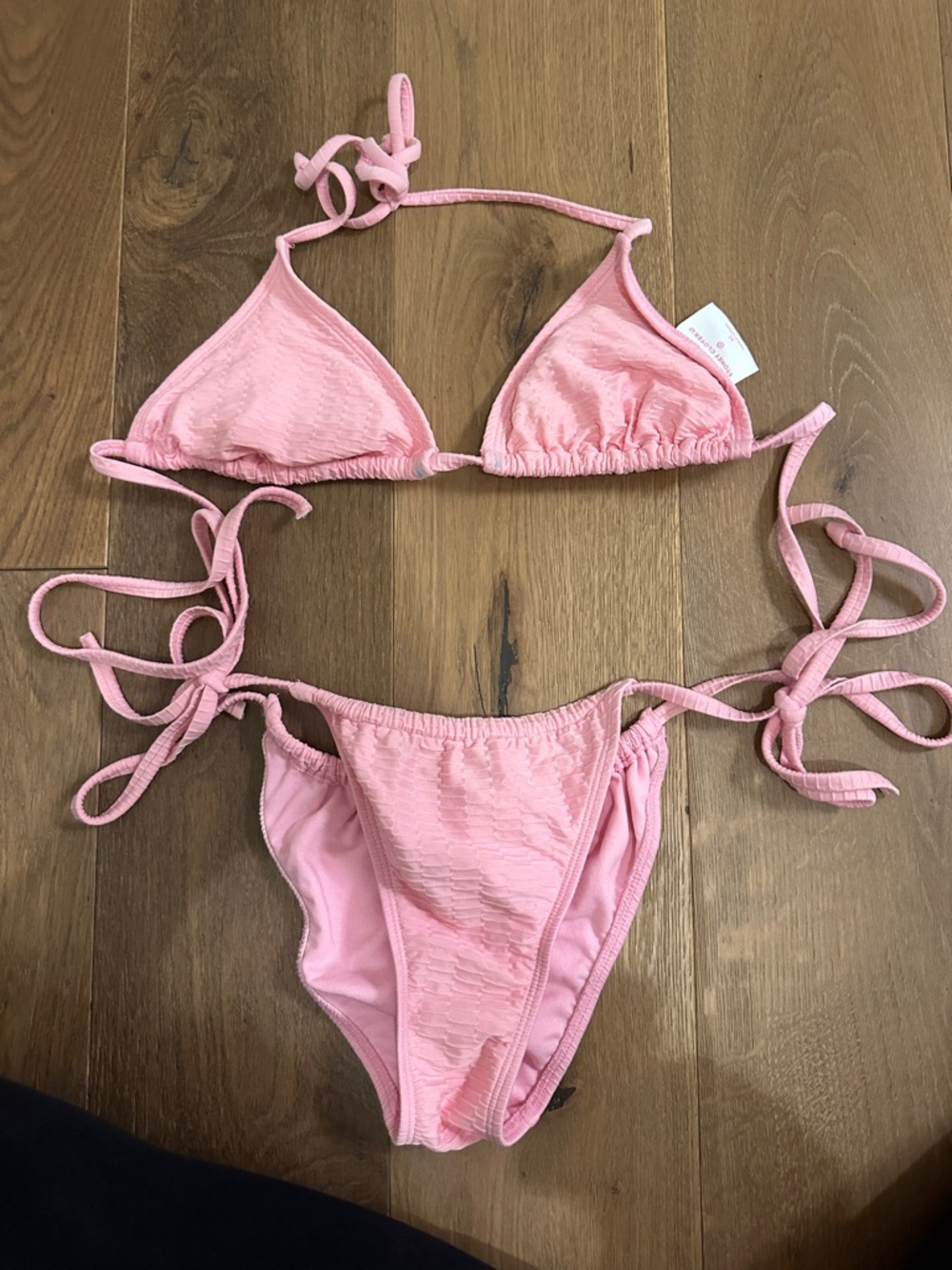 Stoney Clover Lane Pink Textured String Bikini